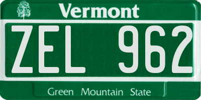 VT license plate ZEL962