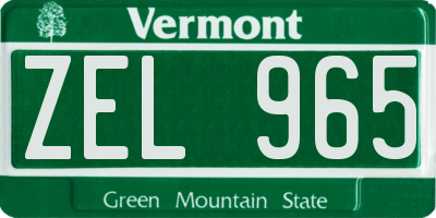 VT license plate ZEL965
