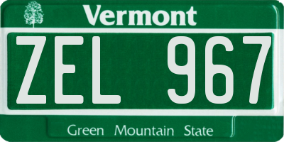 VT license plate ZEL967