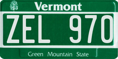 VT license plate ZEL970