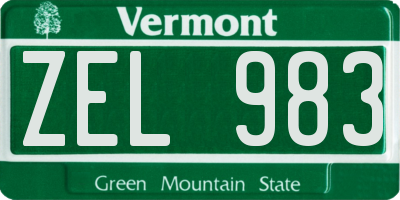 VT license plate ZEL983