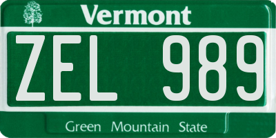 VT license plate ZEL989