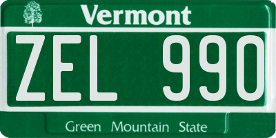 VT license plate ZEL990