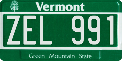 VT license plate ZEL991
