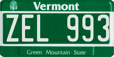 VT license plate ZEL993