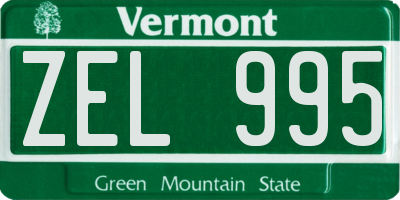 VT license plate ZEL995