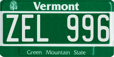 VT license plate ZEL996