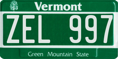 VT license plate ZEL997