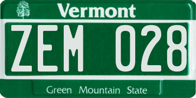VT license plate ZEM028