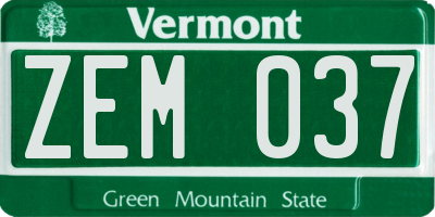 VT license plate ZEM037