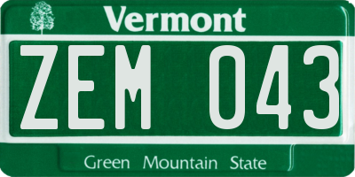 VT license plate ZEM043