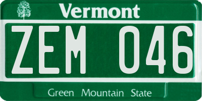 VT license plate ZEM046