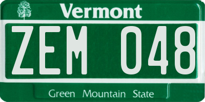 VT license plate ZEM048