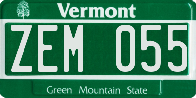 VT license plate ZEM055