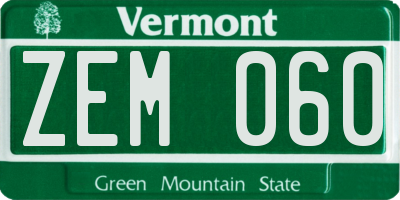 VT license plate ZEM060