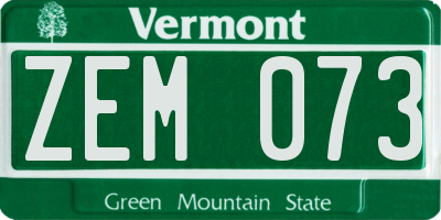 VT license plate ZEM073