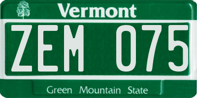 VT license plate ZEM075