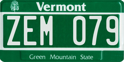 VT license plate ZEM079