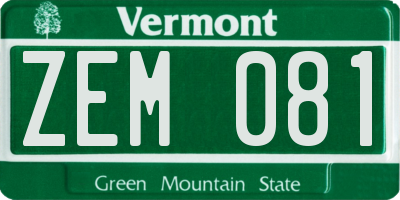 VT license plate ZEM081