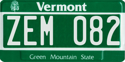 VT license plate ZEM082