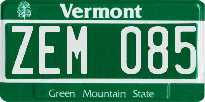 VT license plate ZEM085