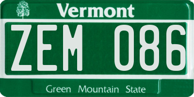 VT license plate ZEM086