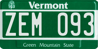 VT license plate ZEM093
