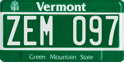 VT license plate ZEM097