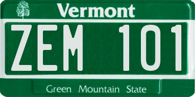 VT license plate ZEM101