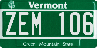 VT license plate ZEM106
