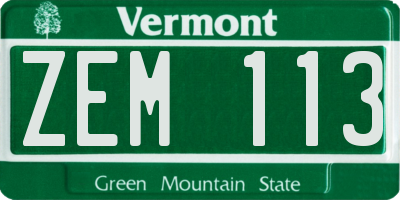 VT license plate ZEM113