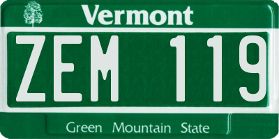 VT license plate ZEM119
