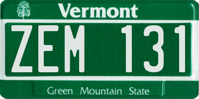 VT license plate ZEM131