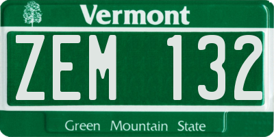 VT license plate ZEM132