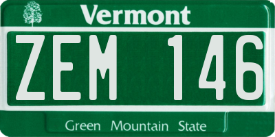 VT license plate ZEM146