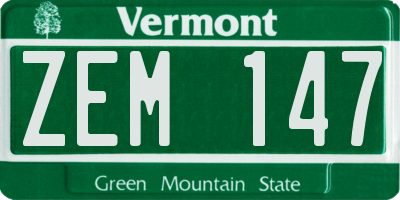 VT license plate ZEM147