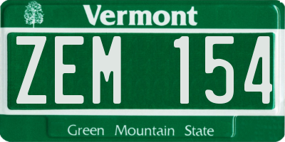 VT license plate ZEM154