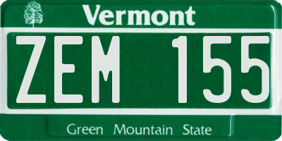 VT license plate ZEM155