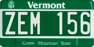 VT license plate ZEM156