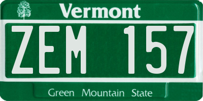 VT license plate ZEM157