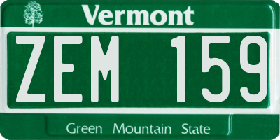 VT license plate ZEM159