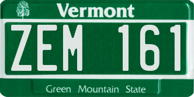 VT license plate ZEM161
