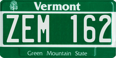 VT license plate ZEM162
