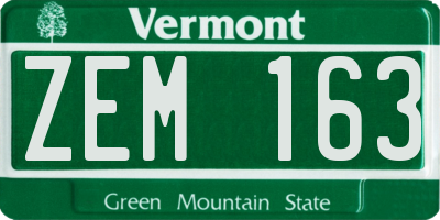 VT license plate ZEM163