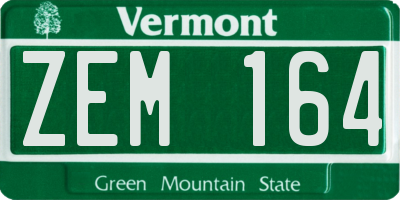 VT license plate ZEM164