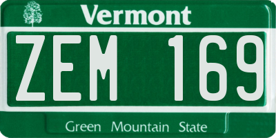 VT license plate ZEM169