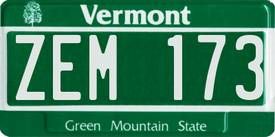 VT license plate ZEM173