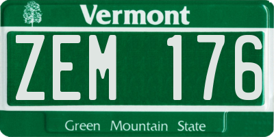 VT license plate ZEM176