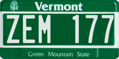 VT license plate ZEM177