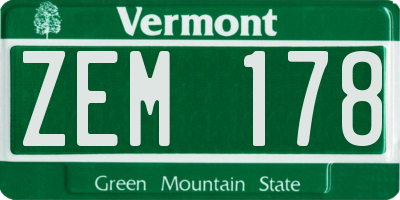 VT license plate ZEM178